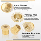 KOOTANS 4pcs Heavy Duty 1/2 NPT Male Thread to 1/4 NPT Female Thread Brass Reducer Hex Bushing Brass Fitting Pipe Hose Tube Adapter Convert