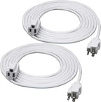 Clear Power 15 ft (2-Pack) Indoor/Outdoor Extension Cord 16/3 SJTW, White, Water, Weather Resistant & Flame Retardant, 3 Prong Grounded Plug, CP10206X2