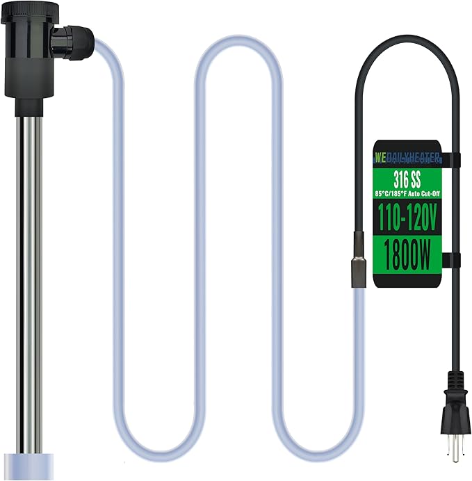 1800W Immersion Water Heater for Hot Tub & pool – Portable Fully Submersible Electric Heater with Temp Control & Wifi Timer for Inflatable Pool, Above Ground Pool, Spa, Bathtub & bucket