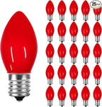 Waterproof UL Certified Red Replacement Bulbs Christmas Tree Light Bulbs for Indoor and Outdoor Decoration with 25 Pack, C7/E12 Base, 5 Watt