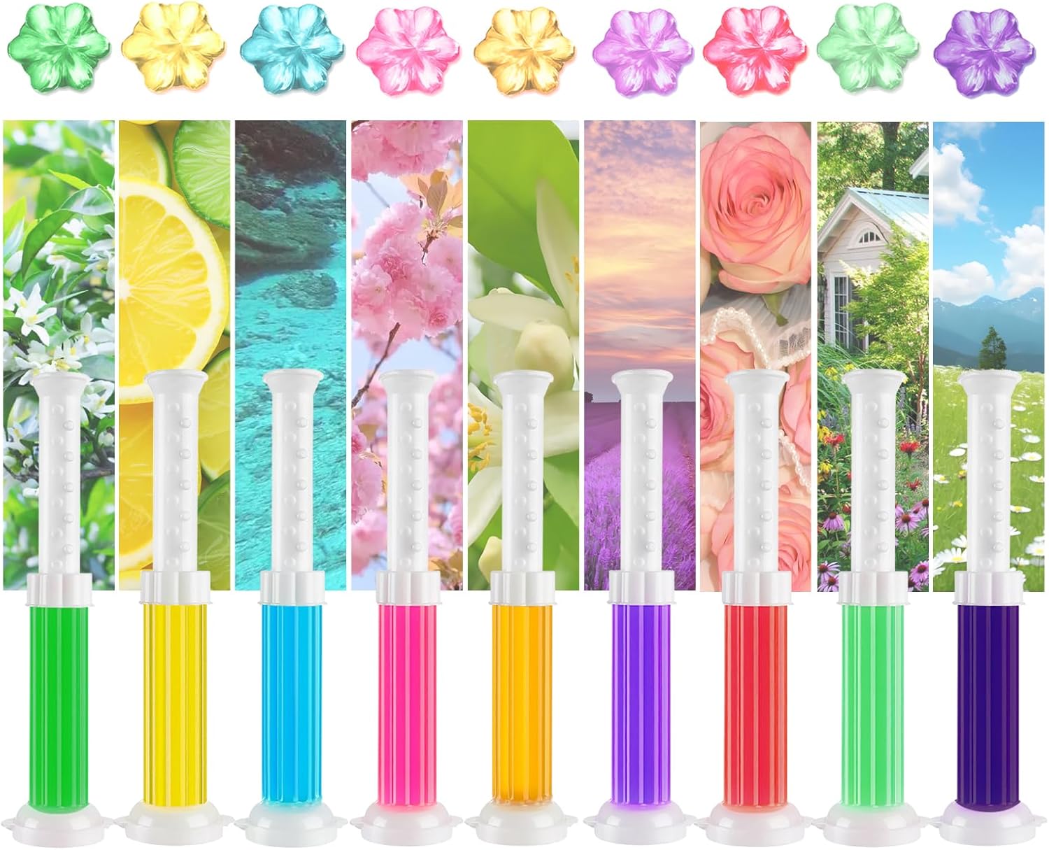 Toilet Gel, 108 Count 9Kinds Of Scent Toilet Cleaner Bowl Gel Stamp Kit Air Freshener