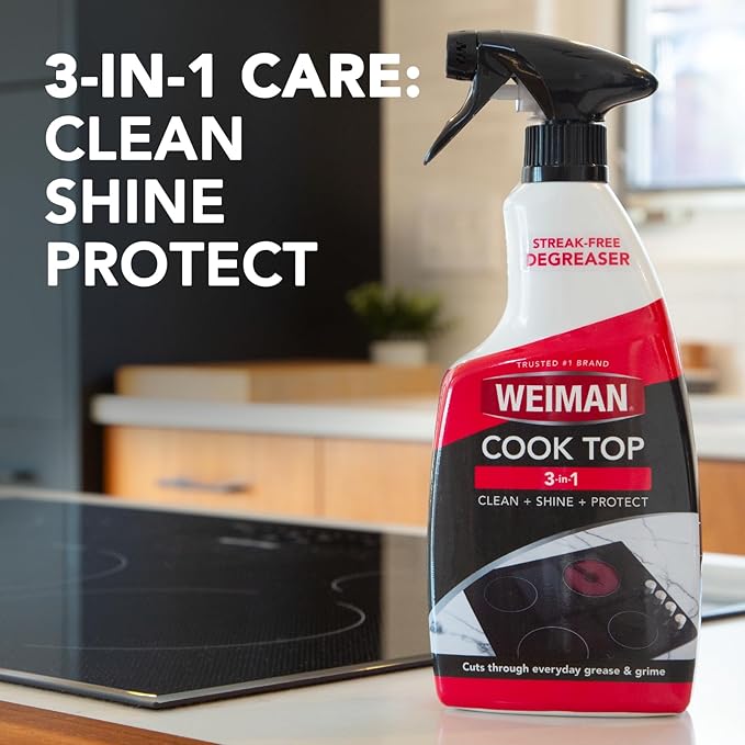 Weiman Cooktop and Stovetop Daily Cleaner Spray, Streak-Free, Non-Abrasive - 2 Pack, 22 oz with Micro Fiber Buffing Towel Included