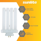 Sunlite 41759 FML27/30K/2PK Quad Tube Plug-in Compact Fluorescent Lamp, FML 4-Pin, 27 Watts, 1500 Lumens, 3000K Warm White, 4-Pin (GX10`q4) Base, 120 Volts, 6 Pack
