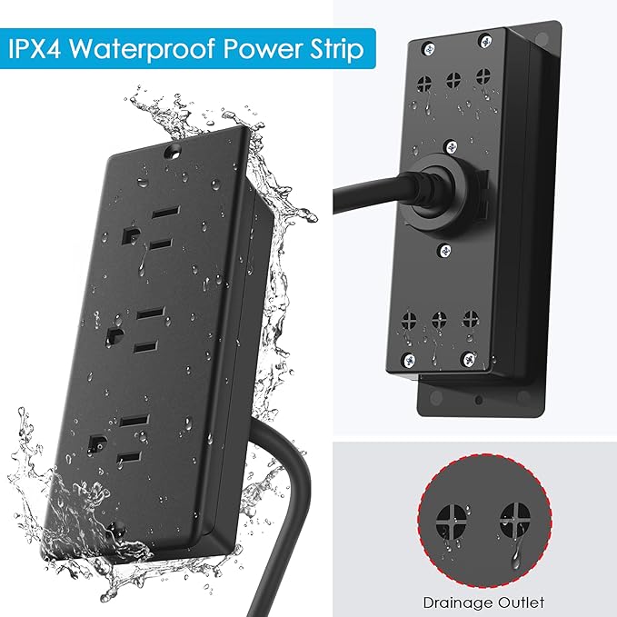 Conference Recessed Power Strip Waterproof,Table Power Outlet,Furniture Flush Mount Desk Outlet Station,3 Outlets,IPX6 Waterproof,10FT Extension Cord Multiple Outlet (Black)