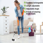 Electric Spin Scrubber, 8 in 1 Electric Cleaning Brush, Cordless Rechargeable Scrub Brush with 8 Replaceable Brush Heads, Adjustable Length and Angle Power Scrubber for Bathroom Tile Bathtub Glass
