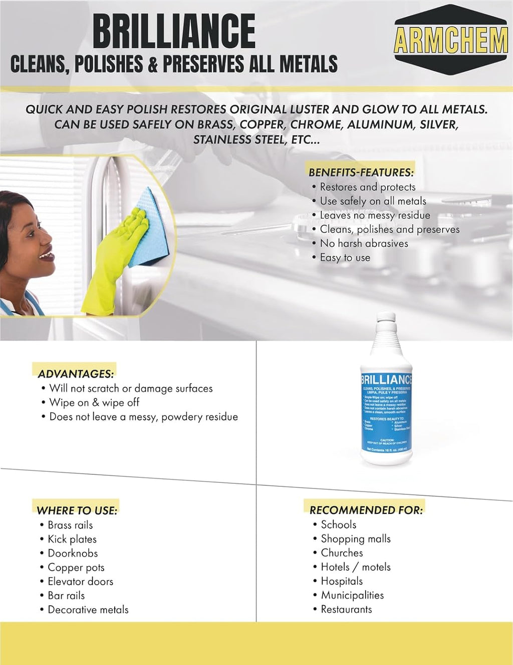 Brilliance Metal Polish and Preservative, Professional Grade, Case of 12