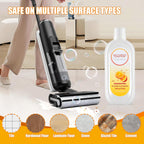 Floor Cleaning Solution Compatible with Tineco iFLOOR Series, All Robot Vacuums & Wireless Wet-Dry Mops, 4 Bottle Floor Cleaner Refill, Orange Scent