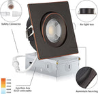 Oil Rubbed Bronze Recessed Lights Square 4 inch 6 Pack, Gimbal Gimbal Recessed Lights,dimmable, 5CCT Selectable,9W 750LM
