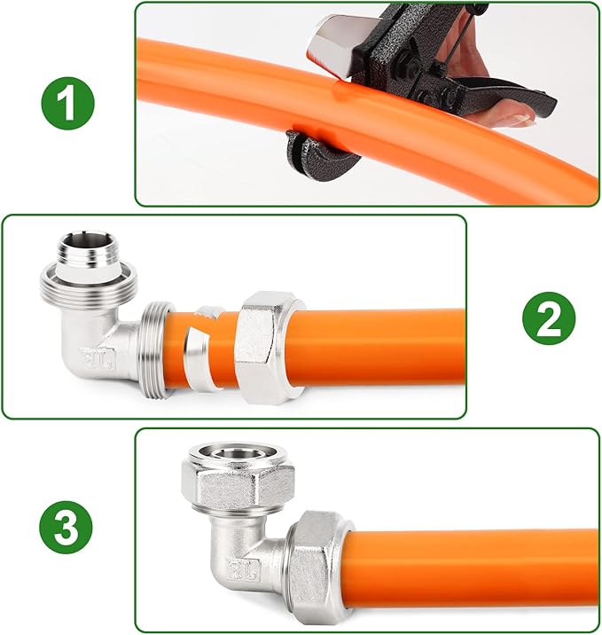 TAISHER 2PCS Brass-Nickel Plated Equal Elbow Fitting，3/4" Tubing,Tube Fitting For Air Piping System