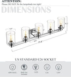 Chrome Vanity Light Fixtures, HWH 5-Light Bathroom Light Over Mirror, Modern Wall Sconce Lighting for Bathroom 37-inch, Chrome Finish, 5HLT63B-5W CH