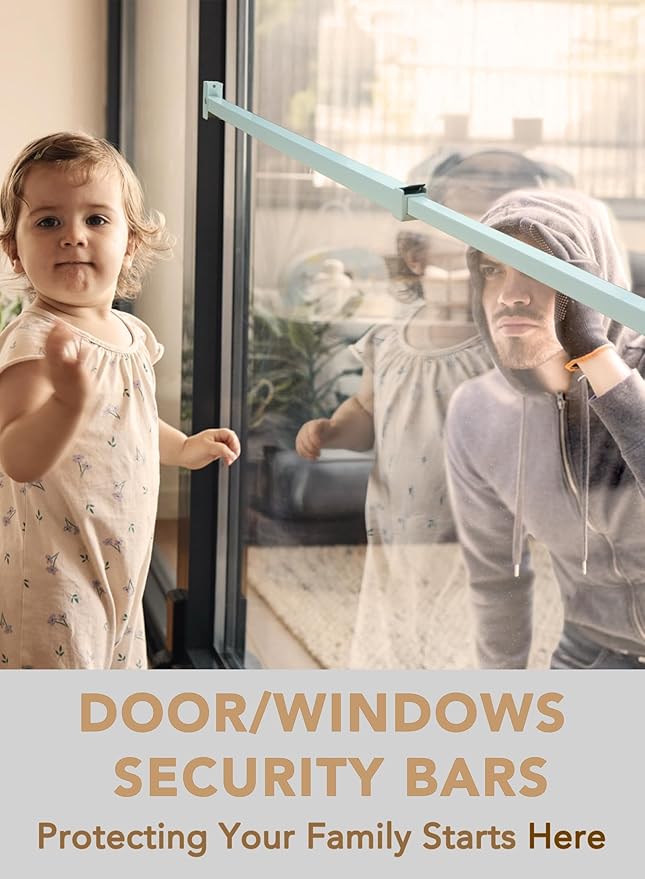 Greatim GT-DB003 Sliding Door Security Lock Bar Adjustable, Child Proof Safety Door Lock Bar, Fits Most Sliding Glass Doors, Bar Lock for Glass Door, Door/Windows Bar Lock Adjustable (25.75"- 47.5")