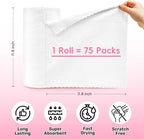 Microfiber Cleaning Cloths Roll, 75 Pack Tear Away Microfiber Towels Roll, 12" x 12" Lint Free Rags, Reusable Cleaning Cloths, Washable, Scratch Free,Ultra Absorbent Dish Rags(White)