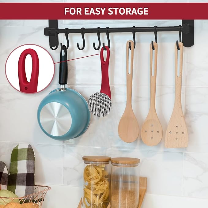 Cast Iron Cleaner Scrubber with Long Handle - Welded Fine Chain Mail Cast Iron Scrubber Brush-Chainmail Sponge Scrub Cleaning Tool to Clean Skillets, Pan,Griddle, Wok, Dutch Oven