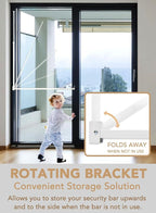 Greatim GT-DB003 Sliding Door Security Lock Bar Adjustable, Child Proof Safety Door Lock Bar, Fits Most Sliding Glass Doors, Bar Lock for Glass Door, Door/Windows Bar Lock Adjustable (25.75"- 47.5")