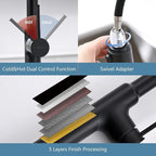 Brass Matte Black Kitchen Faucets, Brass 22 inch Commercial High Arc Single Handle Kitchen Faucets for Pull Down Sprayer Modern Spring with Deck Plate