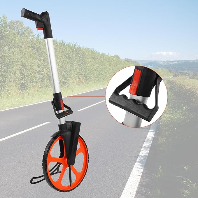 Distance Measuring Wheel in Feet, HighAccuracy Mechanical Hand Measuring Wheel with Wide Range Meters/Feet | Nylon PC Aluminum Construction | Ideal for Road and Land Surveys