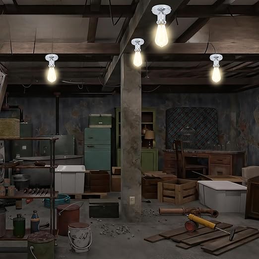 E26/E27 Screw Head Light Socket 100-240V Vintage Ceiling Light Wall Lamp Bulb Holder Socket for Hallway,Kitchen,Basement,Garage,Bar,Restaurant (Sliver)