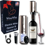 Electric Wine Aerator & Opener Set with Accessories, Rechargeable Automatic Corkscrew, Aerator, Dispenser, Foil Cutter Tool, Stopper, Wine Lovers Gift for Housewarming, Birthday, Registry, Anniversary
