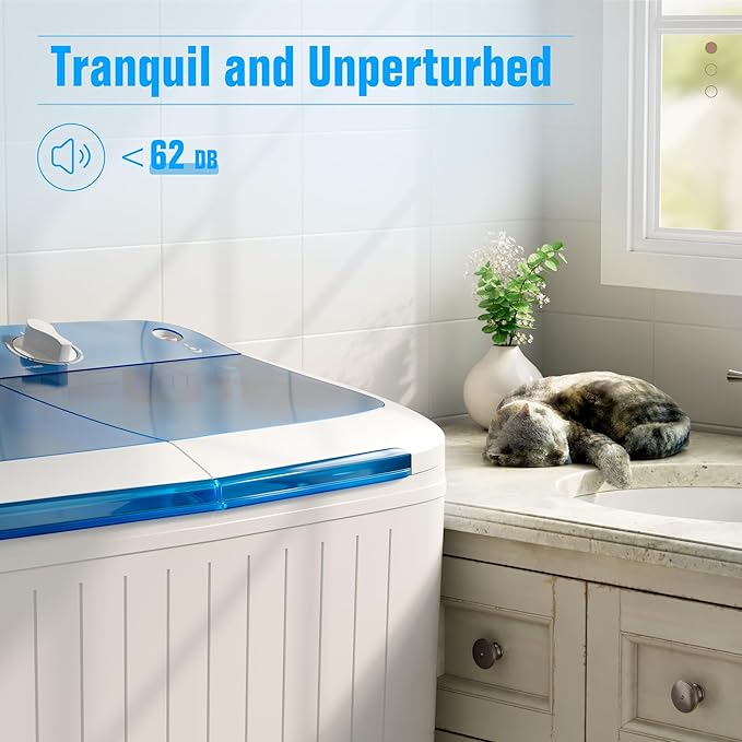 Superday Portable Washing Machine, 17.6lbs Small Washing Machine and Spin Dryer Combo, Mini Twin Tub Laundry Machine for Camping, Apartments, Dorms, College Rooms, RV, Delicates, Blue