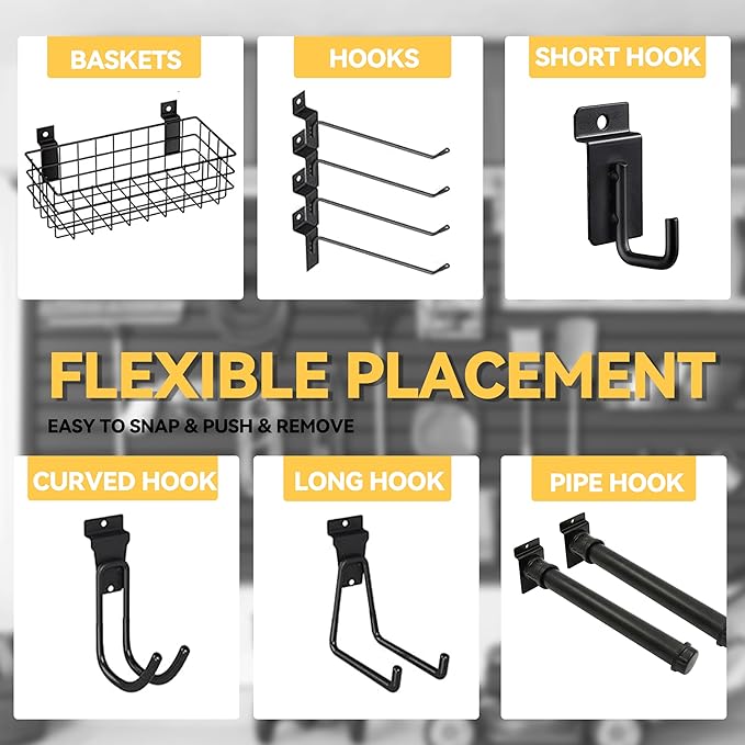 RORA Slat Wall Paneling Garage Slat Wall Storage Systems 2x4 ft Slatwall Black Heavy Duty Satwall for Tool Organization ,Pvc Slat Wall Panels,Fits for Storage and Display