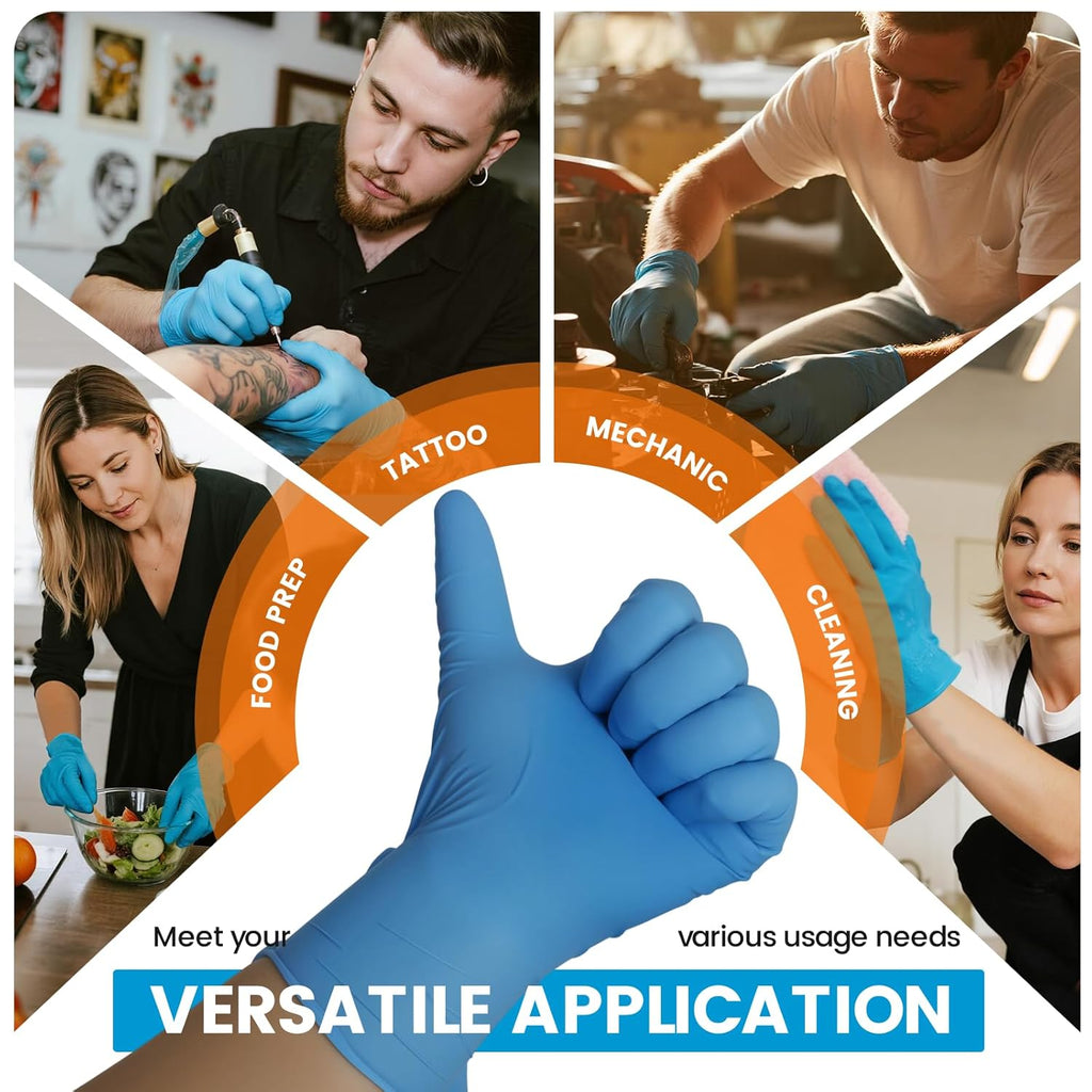 Nitrile Exam Gloves 6mil – Latex-Free, Powder-Free, Textured for Cleaning and Food Handling(Blue of 1000, Medium)