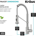 KRAUS Bolden Commercial Style 2-Function Single Handle Pull Down Kitchen Faucet in Stainless Steel, KPF-1610SS