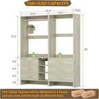 Aheaplus Closet System with 6 Drawers, 4.5ft Wood Closet Organizer System, Walk-in Closet or Small Closets Wardrobe, Clothes Rack with Hanging Rods, White Oak