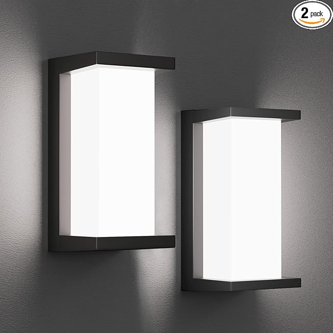 Outdoor Porch Lights 3000K 40000K 5000K 3 Colors Selectable, LED Outdoor Light Fixtures Wall Mount 2 Pack, Super Bright 1500lm Aluminum Exterior Lighting Fixtures for Outside House Front Door