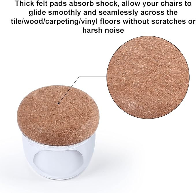 Ezprotekt 24 Pcs Small Clear Silicone Chair Leg Floor Protectors for Hardwood Floors, Chair Leg Caps Covers, Floor Protectors for Chair, Bar Stool Leg Protectors Round (S Fit: 3/5" to 3/4", 15-19mm)