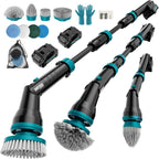 Alloyman 1200RPM Electric Spin Scrubber, Floor Cordless Cleaning Brush, 2 * 20V Replaceable Battery, Power Scrubber for Cleaning with 8 Brushes for Bathtub/Tub/Tile/Floor