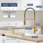 GIMILI Gold Touchless Faucet with Pull Down Sprayer, Motion Sensor Smart Activated Single Hole Spring Faucet for Kitchen Sink, Brushed Brass Finish