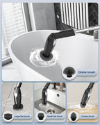 Leebein Electric Spin Scrubber, Shower Scrubber with 4 Adjustable Angles and 8 Brush Heads, Electric Scrubber with Long Handle & Remote Controller, Cleaning Brush for Bathroom, Tub, Floor (Black)