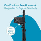 Architectural Mailboxes Stratford Plastic Mailbox and Post Kit, SC000BAM, Black, Medium Capacity