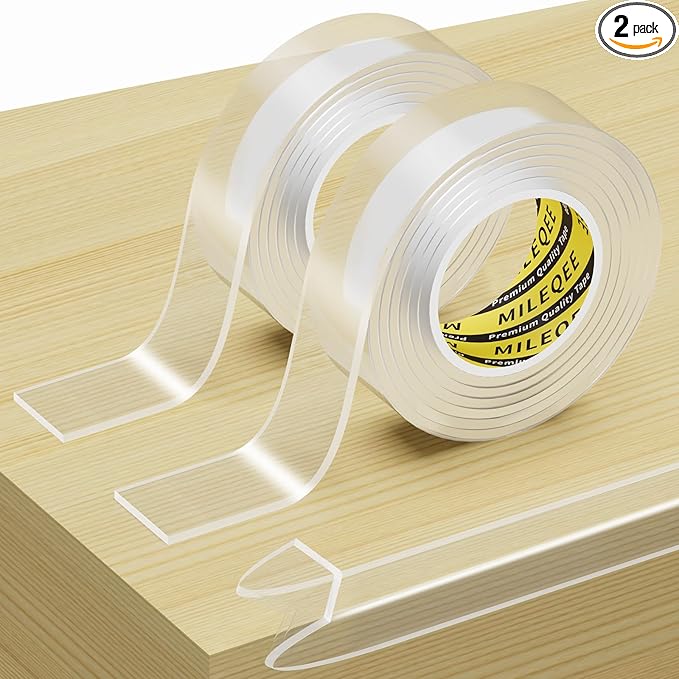 2Pack Clear Edge Protector Strip, 0.8in x 3.28FT(6.56FT Total), Sharp Edge Wrap Cover Tape, Self Adhesive Protective Bumper Guards for Cabinet Door Desk Glass Table Bed Furniture, Kitchen Countertop
