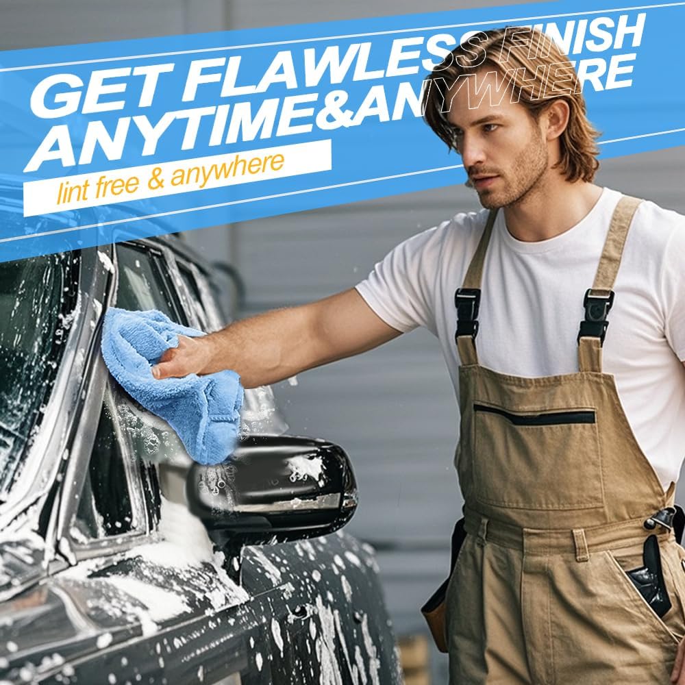 Car Wash Towels,Upgraded 450gsm Ultra-Thick,Micro Fiber Towels for Car and Home Polishing Washing & Detailing,Car Cleaning Interior Microfiber Rags 16"x16"|Blue 6-Pack