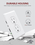 AIDA Outlet White Duplex Receptacle with Wall Plate, Electrical Outlet Electrical Wall Outlet, 15 Amp Outlet 125V, Self-Grounding, 2-Pole, 3-Wire, 5-15R, UL Listed, 10 Pack, Tamper Resistant