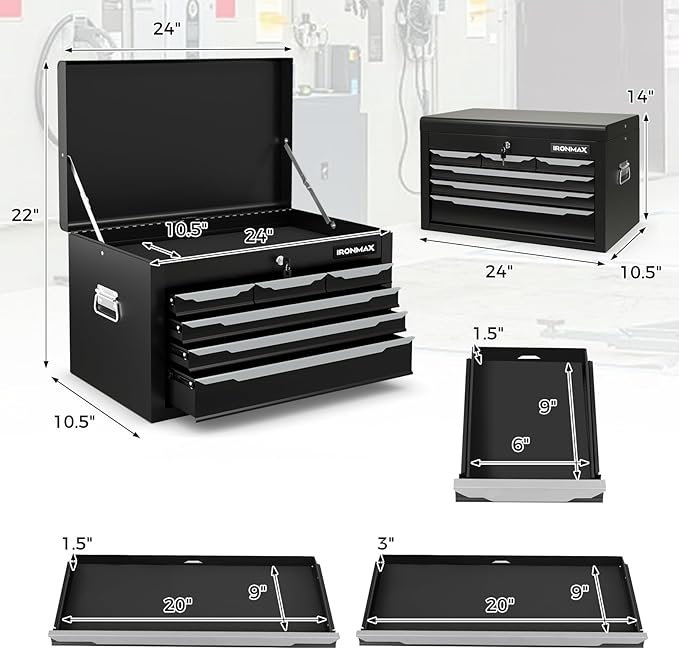 IRONMAX 11-Drawer Tool Chest with Wheels, 2-in-1 Detachable Tool Storage Organizer Tool Cabinet with Locking System & Liner, Metal Rolling Toolbox for Warehouse, Garage, Workshop, Household