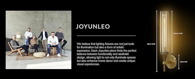 Brass Sconces Wall Lighting, 19" Tube Glass Gold Sconces, Bathroom Wall Sconces Lighting Vanity Lights Wall Lights for Living Room, Hallway, Fireplace, Staircase