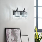 Crystal Vanity Lights - Black, 2 Light Modern Bathroom Vanity Light Fixtures Over Mirror