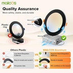 MAILCOS 12 Pack Black 6 Inch 5CCT LED Recessed Ceiling Light with Night Light, 2700K-5000K Selectable, Ultra-Thin Lighting, 12W=110W, 1050LM, Dimmable Canless Wafer Downlight ETL Certificated