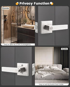 Gobrico 10 Pack Square Satin Nickel Privacy Door Locksets,Interior Door Levers for Bed/Bath,Thumb-Turn Button Inside,Used on Left/Right-Handed Doors