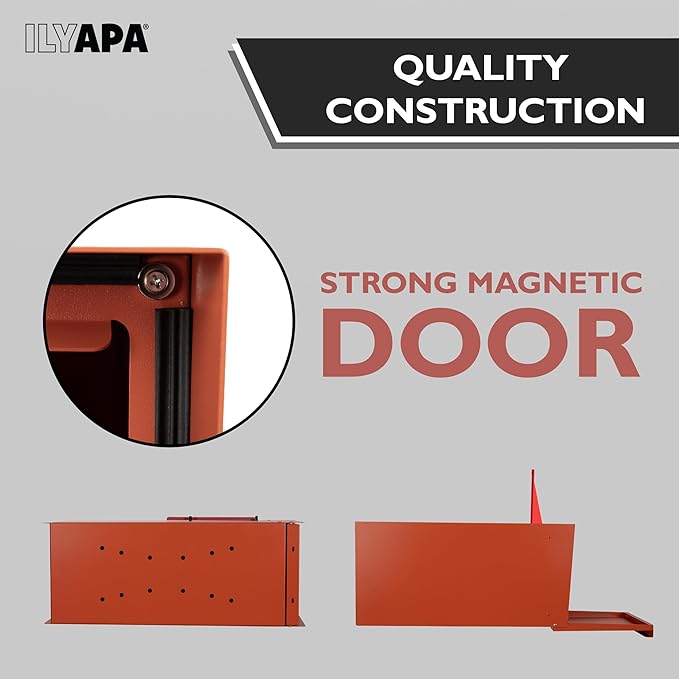 Ilyapa Modern Mailbox for Outside Post Mount - Terracotta Heavy Duty Powder Coated Metal Mailbox, Waterproof Letter Box for Parcels