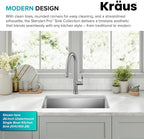 KRAUS Standard PRO 23-Inch 16 Gauge Undermount Single Bowl Stainless Steel Kitchen Sink, KHU101-23