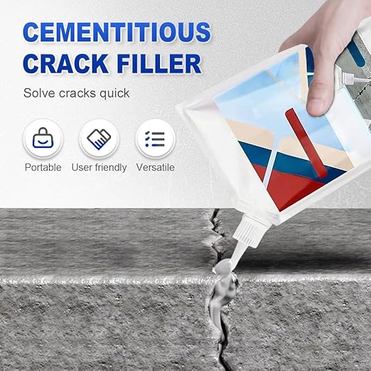 2026 New Concrete Crack Filler, Heavy-Duty Concrete Crack Repair Adhesive with Fill Tip– Quick-Drying Waterproof Sealer for Outdoor Concretes, Home Repairs, and Renovations (Black, 200G)