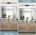 Modern 8 Light 52 inch Vanity Lights for Bathroom with Clear Glass, Black Bathroom Light Fixture for Mirror Kitchen Living Room Hallway Cabinet Porch
