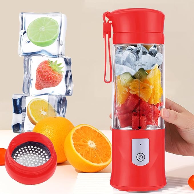 Personal Blender for Shakes and Smoothies, Portable Blender, Mini Small Juice Mixer machine for Kitchen, Office, Gym, 4000mAh (Red)