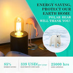 AMDTU LED Edison Bulbs 40 watt Dimmable, Straight Filament Vintage 4W E26 Bulb 40W Equivalent, Warm Yellow 2200K E26 Edison Bulb,T45 Amber Glass Tubular Light Bulbs, AC120V, 400LM, UL Listed, 4 Pack