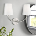 Emak 2-Light Bathroom Light Fixtures, Modern Brushed Nickle Vanity Light with Fabric Shade, Wall Sconces for Bathroom, Living Room, Bedroom, VL116-BN-2