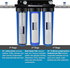 Apex RF-3030 Whole House Water Filtration System Replacement Filter Cartridge Pack of 3 - Contain Sediment, Multi-Stage Heavy Metal removal cartridge and Carbon Cartridge - High Filtration Capacity