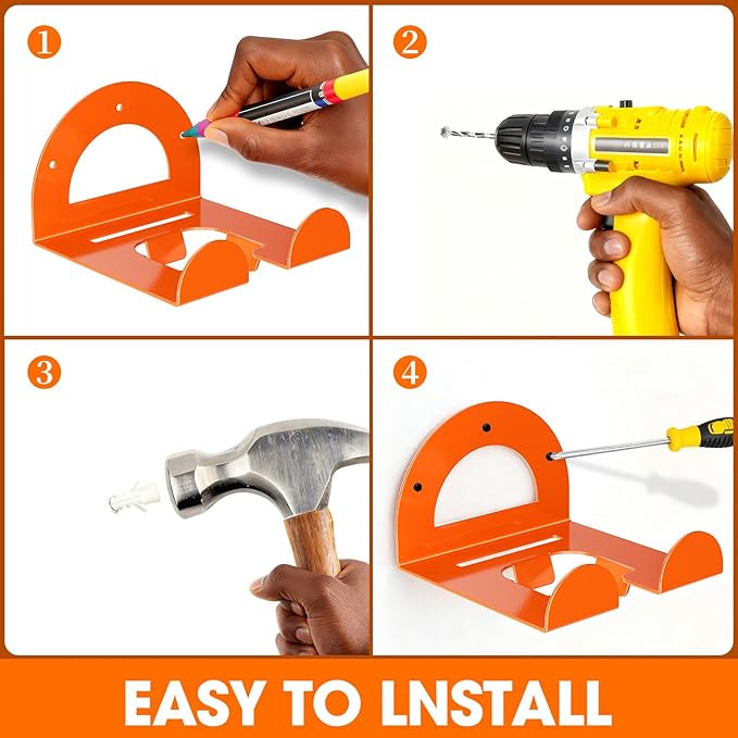 Weed Eater Hanger, Garage Organizer Trimmer Rack Wall Mount, Garden Power Tool Holder Garage Hooks for Grass Trimmer, Hedge Trimmer, Leaf Blower and Chainsaw Storage, 1 Pack